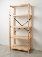 1 Bay DIY Modular Pine Wooden Shelf with 5 levels of Shelves