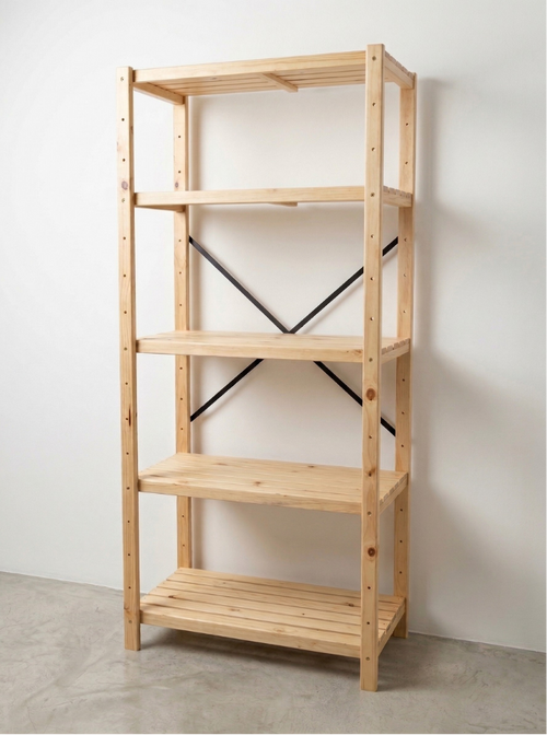 1 Bay DIY Modular Pine Wooden Shelf with 5 levels of Shelves