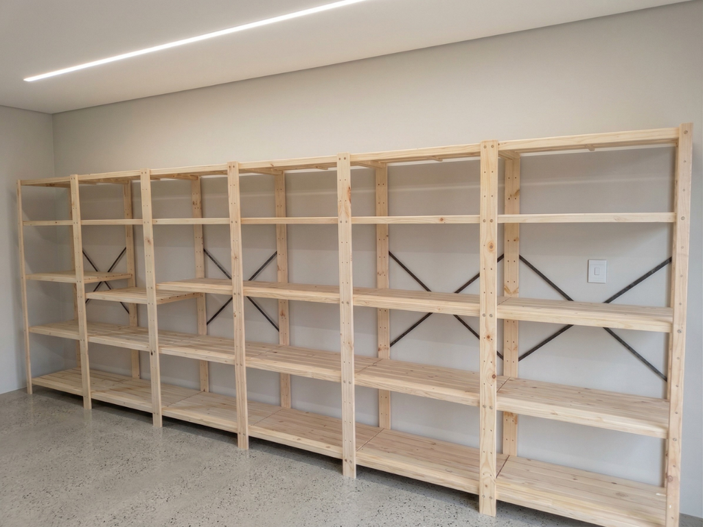 6 Bay DIY Wooden Shelving with 5 levels of Shelves