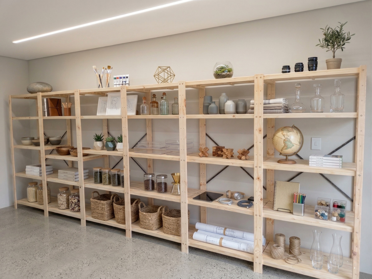 6 Bay DIY Wooden Shelving with 5 levels of Shelves