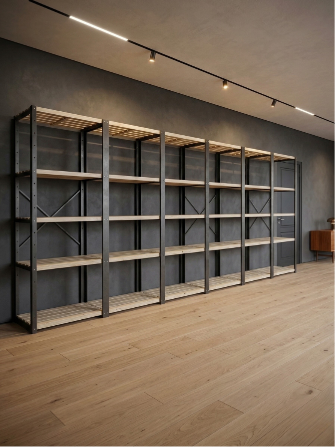 6 Bay DIY Wooden Shelving with 5 levels of Shelves