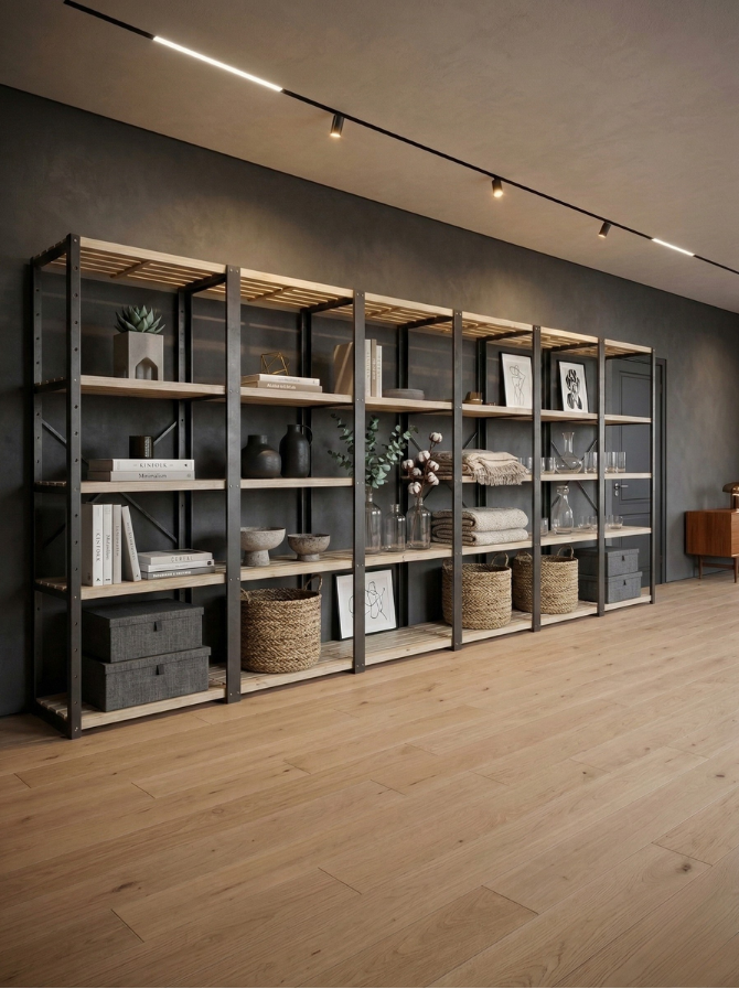 6 Bay DIY Wooden Shelving with 5 levels of Shelves