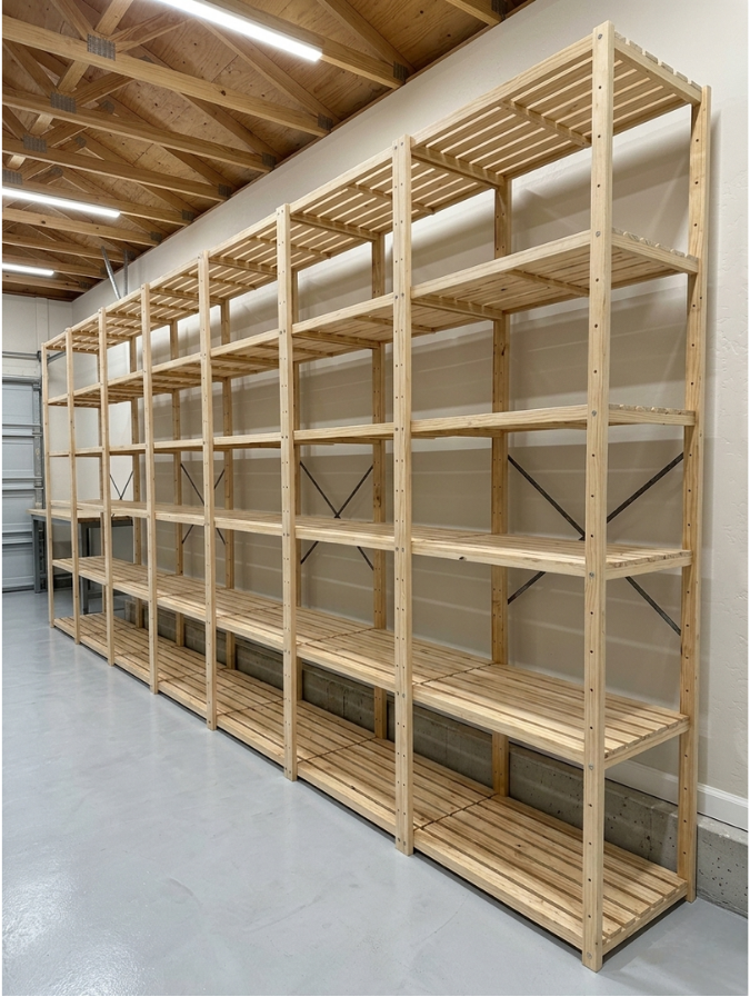 7 Bay DIY Wooden Shelving with 5 levels of Shelves