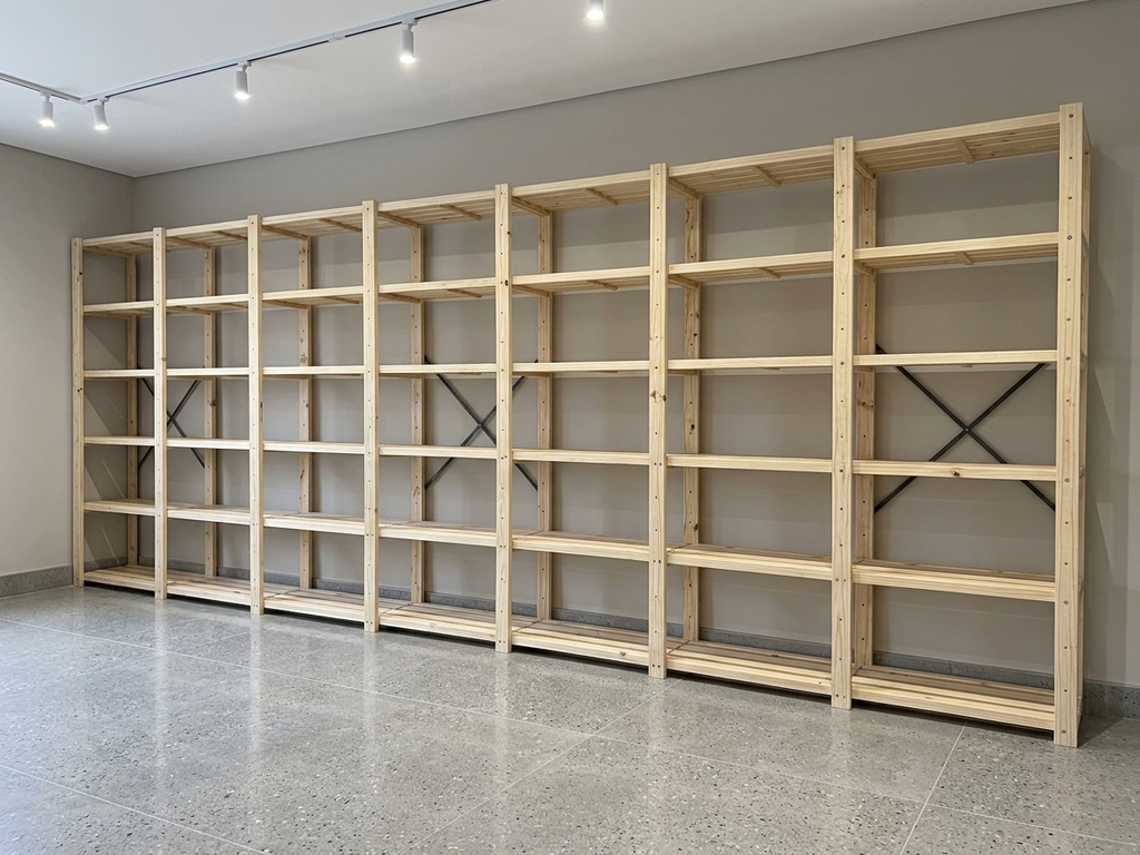 7 Bay DIY Wooden Shelving with 5 levels of Shelves