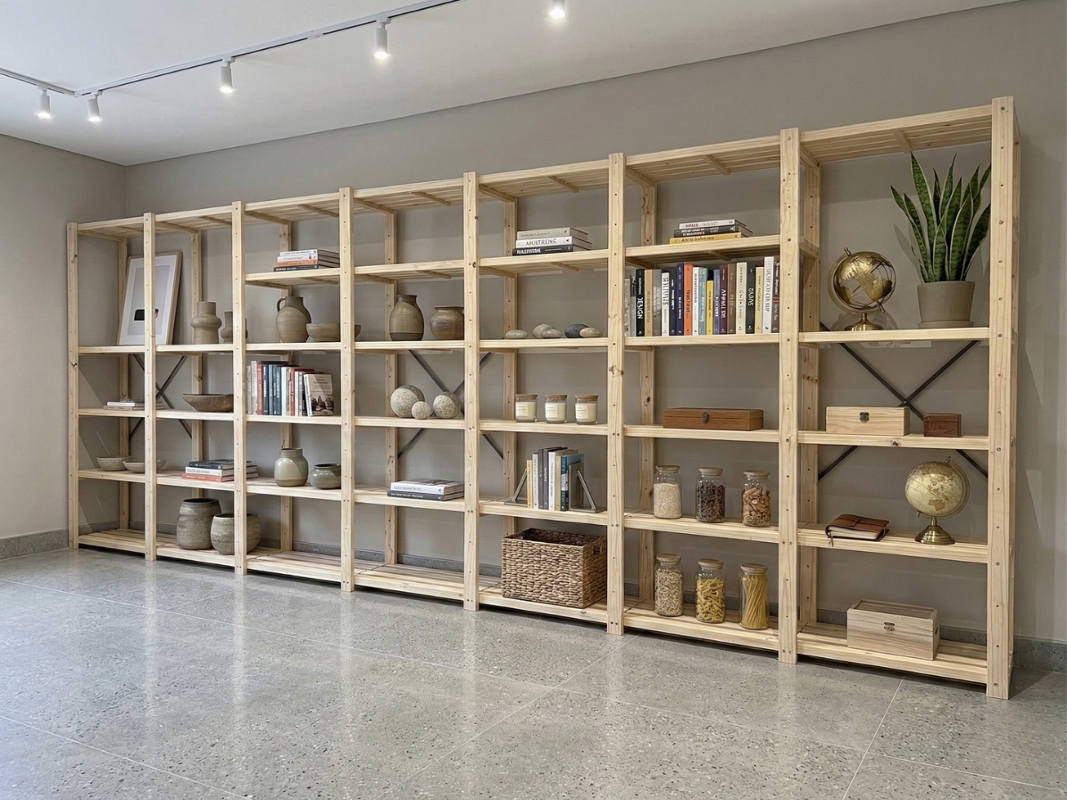 7 Bay DIY Wooden Shelving with 5 levels of Shelves
