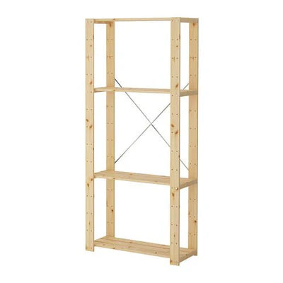 1 Bay DIY Modular Pine Wooden Shelf with 4 levels of Shelves (2.1m High)