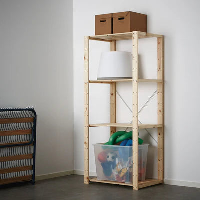 1 Bay DIY Modular Pine Wooden Shelf with 4 levels of Shelves (2.1m High)