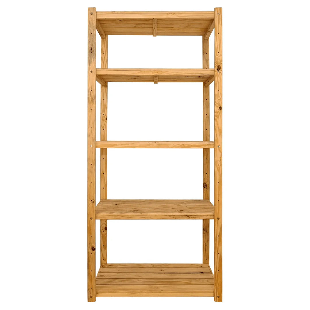 1 Bay DIY Modular Pine Wooden Shelf with 5 levels of Shelves