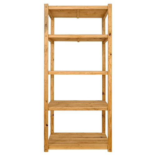 1 Bay DIY Modular Pine Wooden Shelf with 5 levels of Shelves