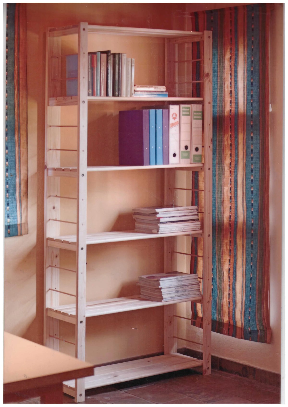 1 Bay 6 Level Pine Wooden Modular DIY Book Filing Shelf