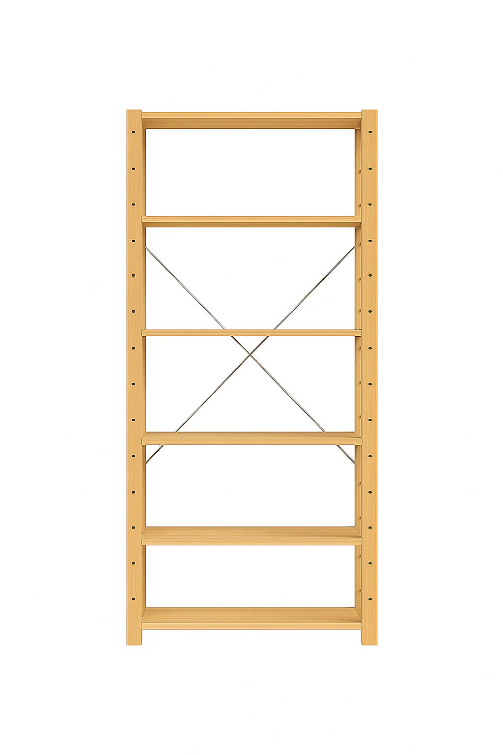 1 Bay 6 Level Pine Wooden Modular DIY Book Filing Shelf