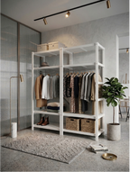 2 Bay DIY Wooden Wardrobe Shelving with 8 Shelves (2.1m High)