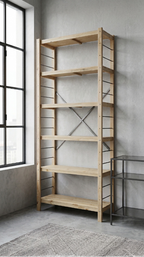 1 Bay 6 Level Pine Wooden Modular DIY Book Filing Shelf