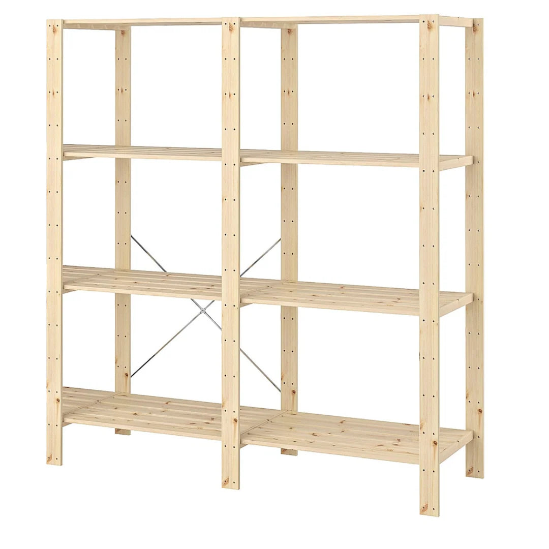 2 Bay DIY Wooden Shelving with 4 levels of Shelves (2.1m High)