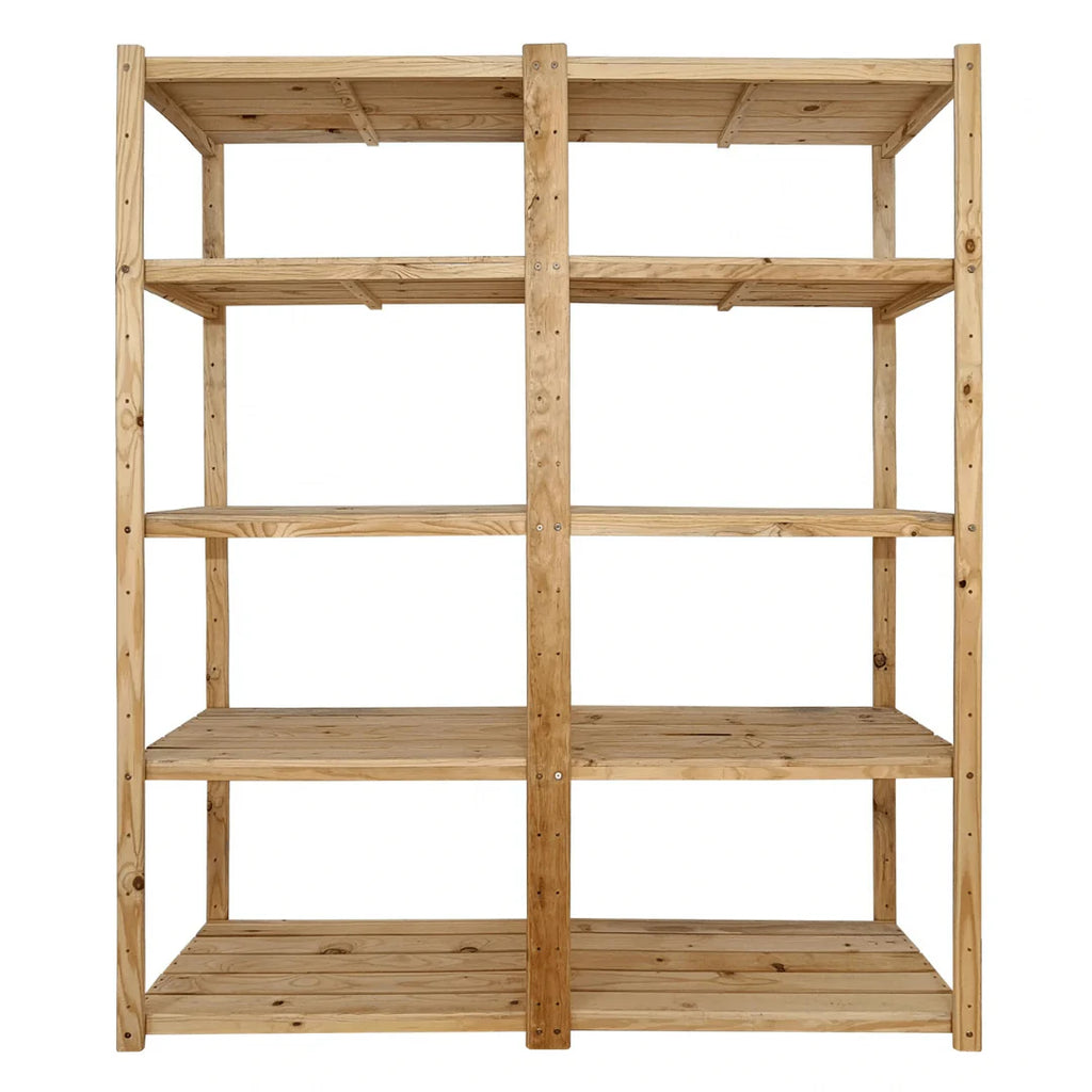 2 Bay DIY Wooden Shelving with 5 levels of Shelves