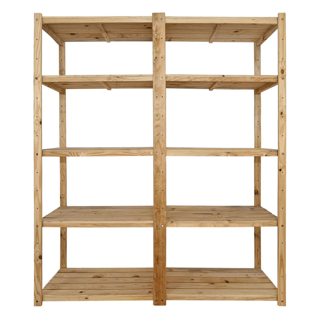 2 Bay DIY Wooden Shelving with 5 levels of Shelves
