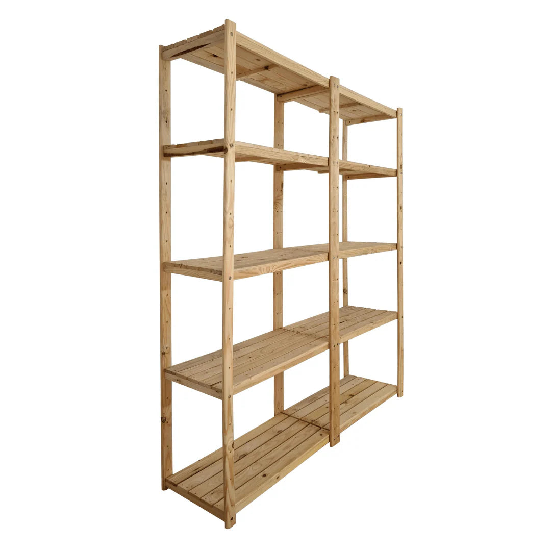 2 Bay DIY Wooden Shelving with 5 levels of Shelves