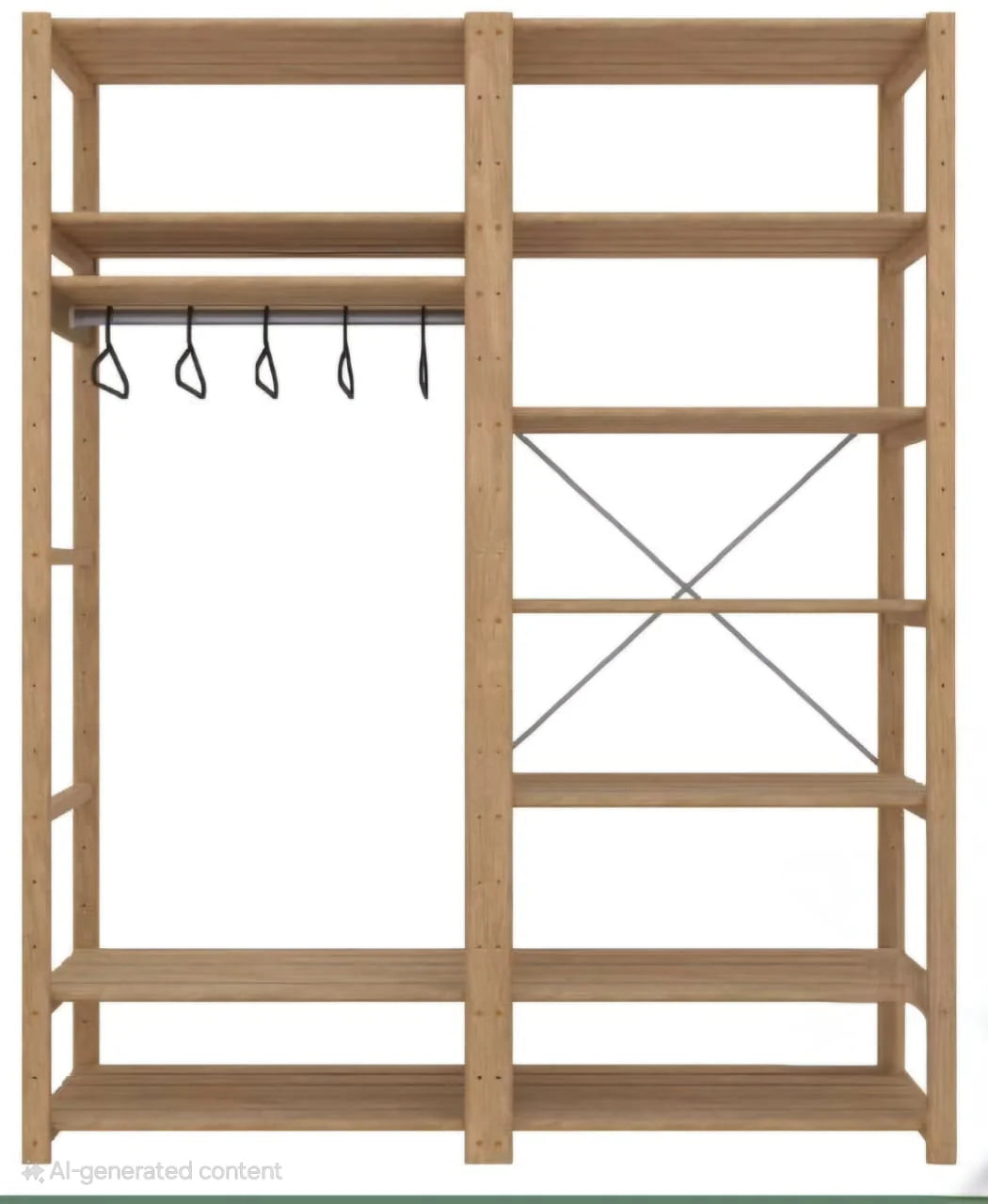 2 Bay DIY Wooden Wardrobe Shelving with 12 Shelves (2.1m High)