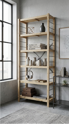 1 Bay 6 Level Pine Wooden Modular DIY Book Filing Shelf