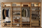 4 Bay 20 Level Pine Wooden Modular DIY Wardrobe Hanging Rail Shelf