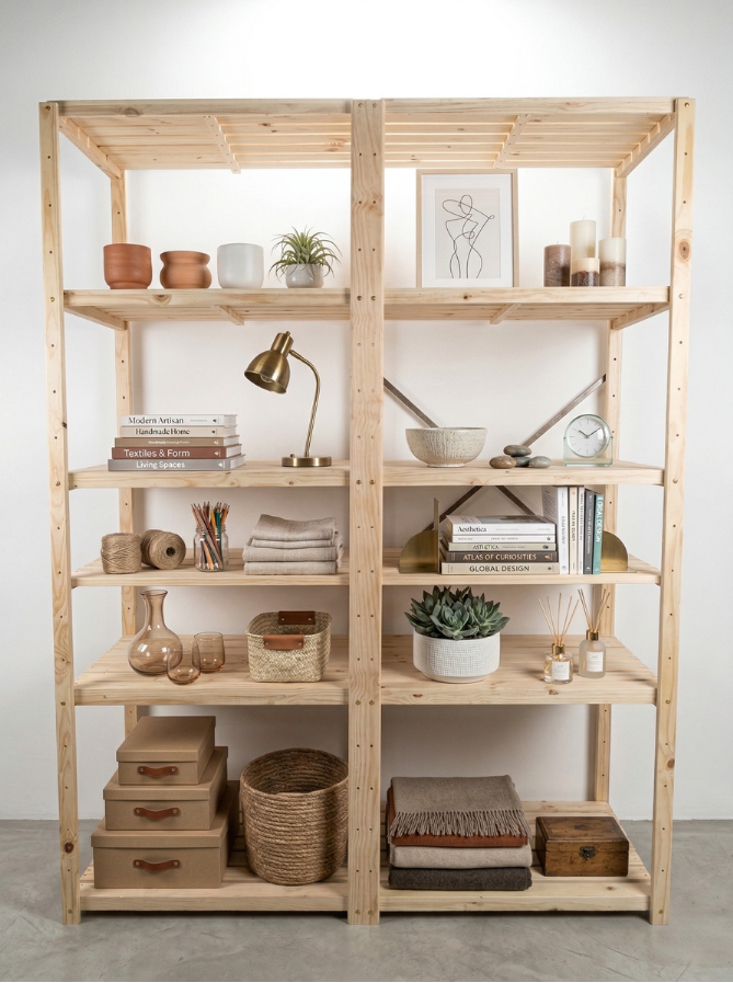 2 Bay DIY Wooden Shelving with 5 levels of Shelves