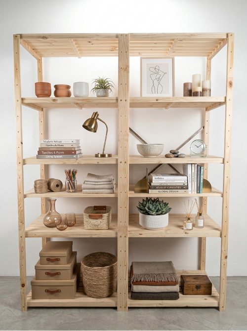 2 Bay DIY Wooden Shelving with 5 levels of Shelves