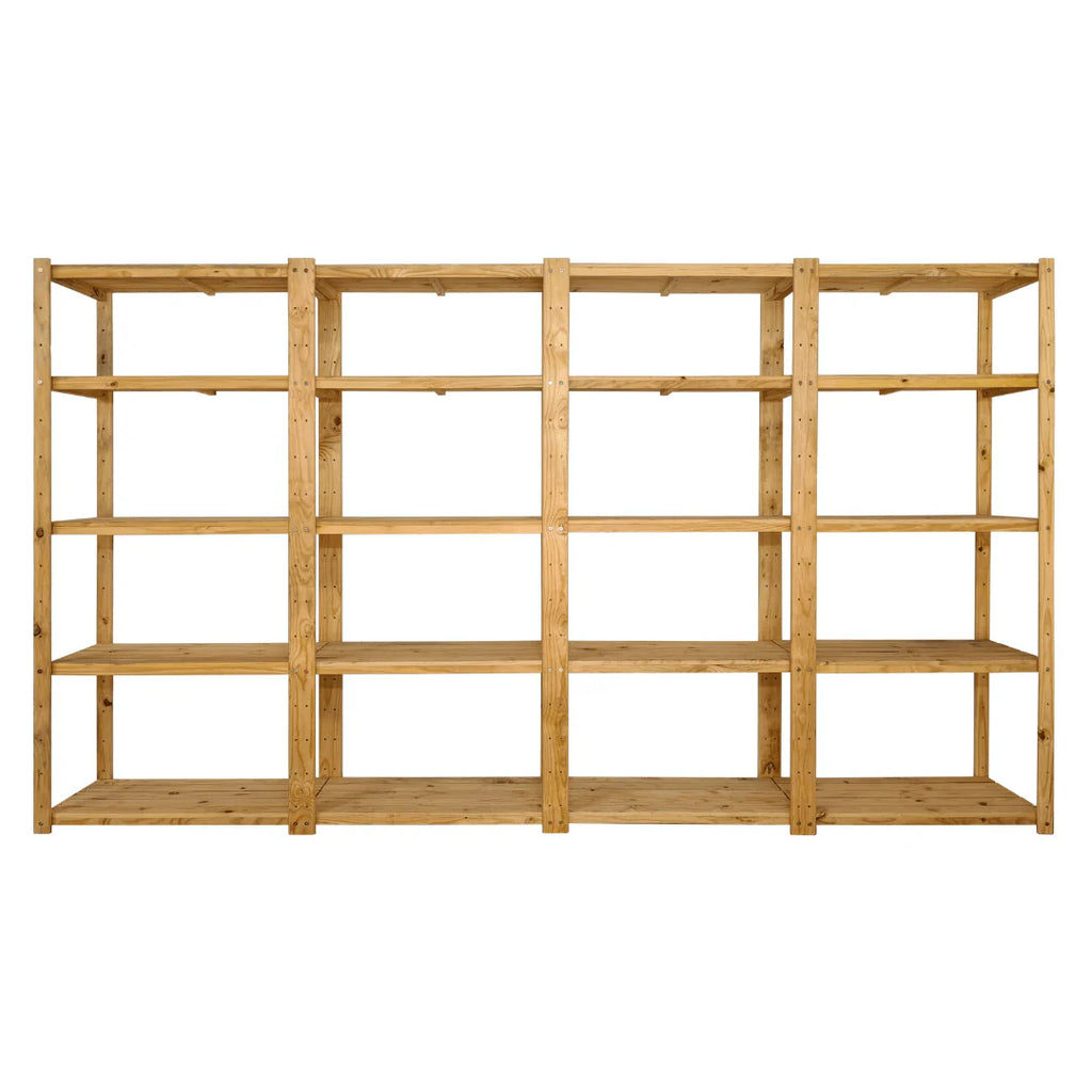 4 Bay DIY Wooden Shelving with 5 levels of Shelves