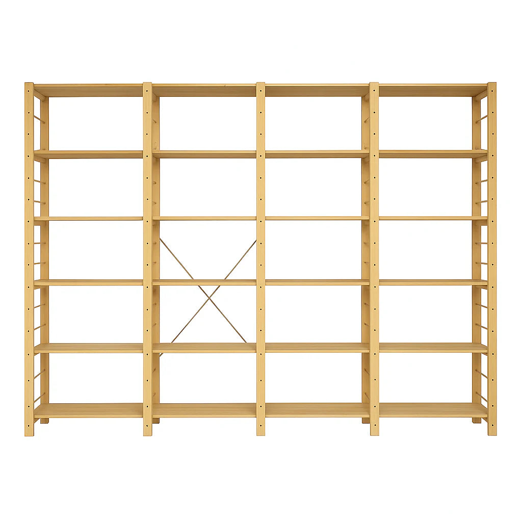 4 Bay 6 Level Pine Wooden Modular DIY Book Filing Shelf