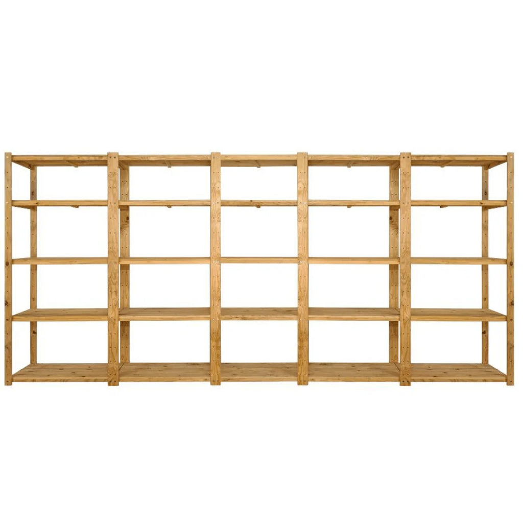 5 Bay DIY Wooden Shelving with 5 levels of Shelves