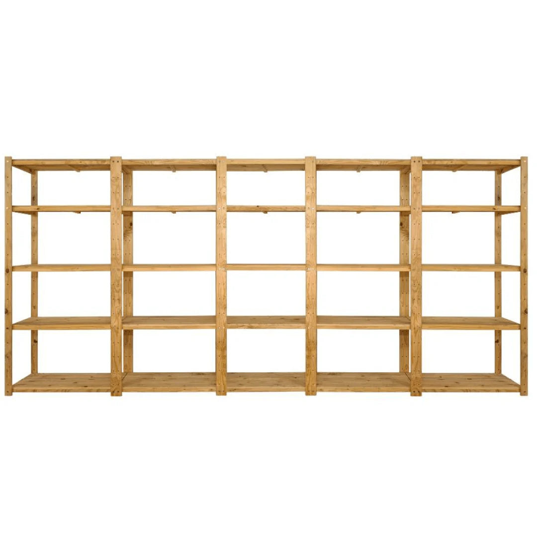 5 Bay DIY Wooden Shelving with 5 levels of Shelves