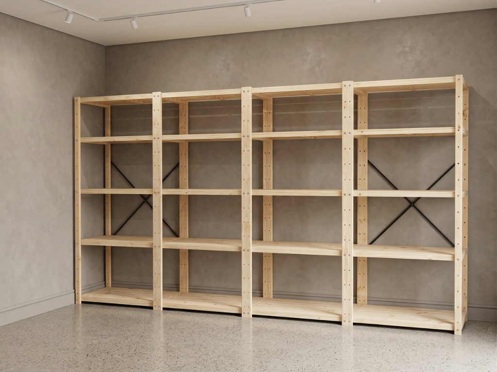 4 Bay DIY Wooden Shelving with 5 levels of Shelves
