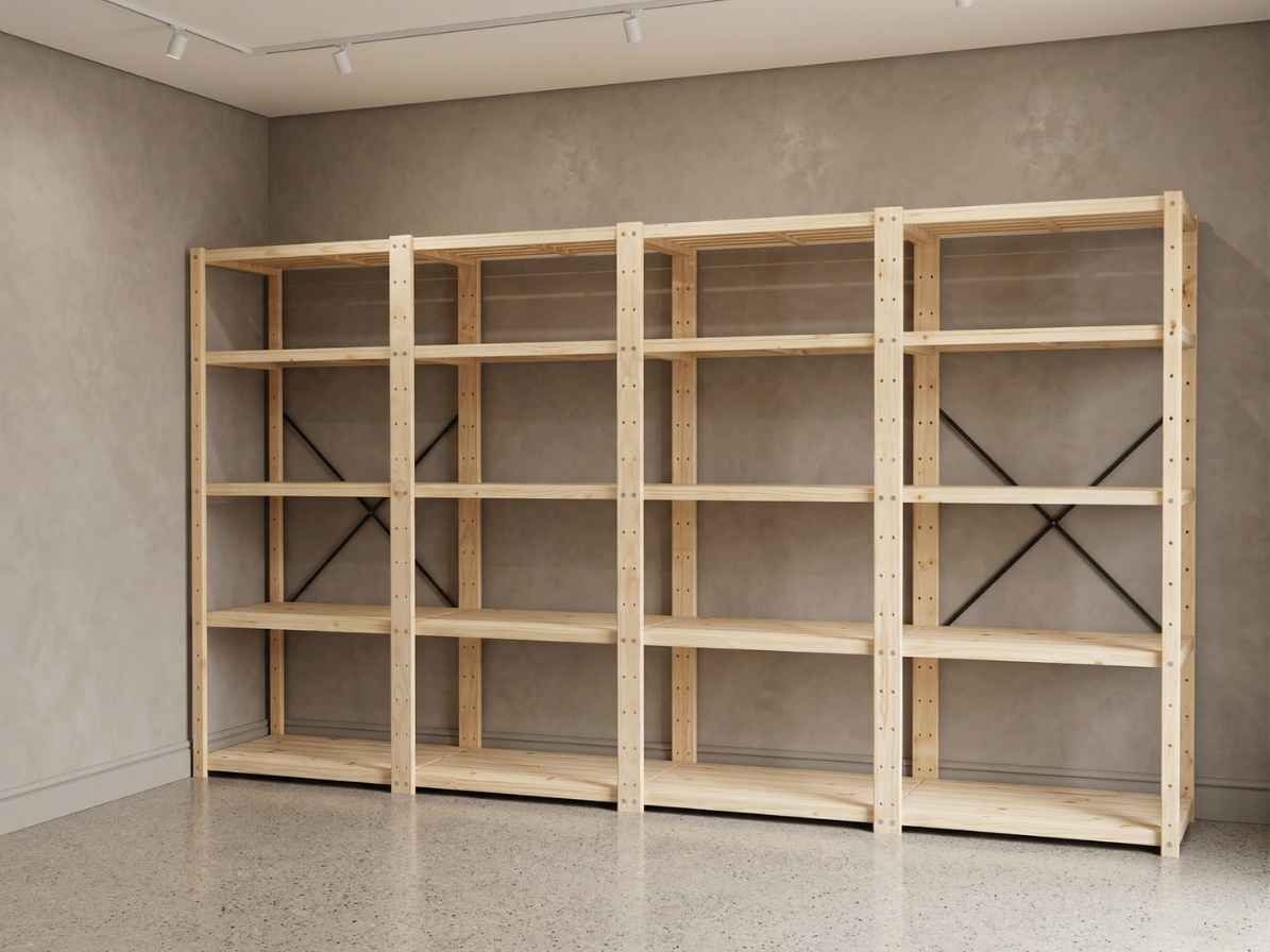 4 Bay DIY Wooden Shelving with 5 levels of Shelves