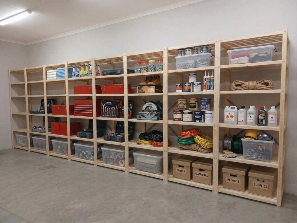 8 Bay DIY Wooden Shelving with 5 levels of Shelves