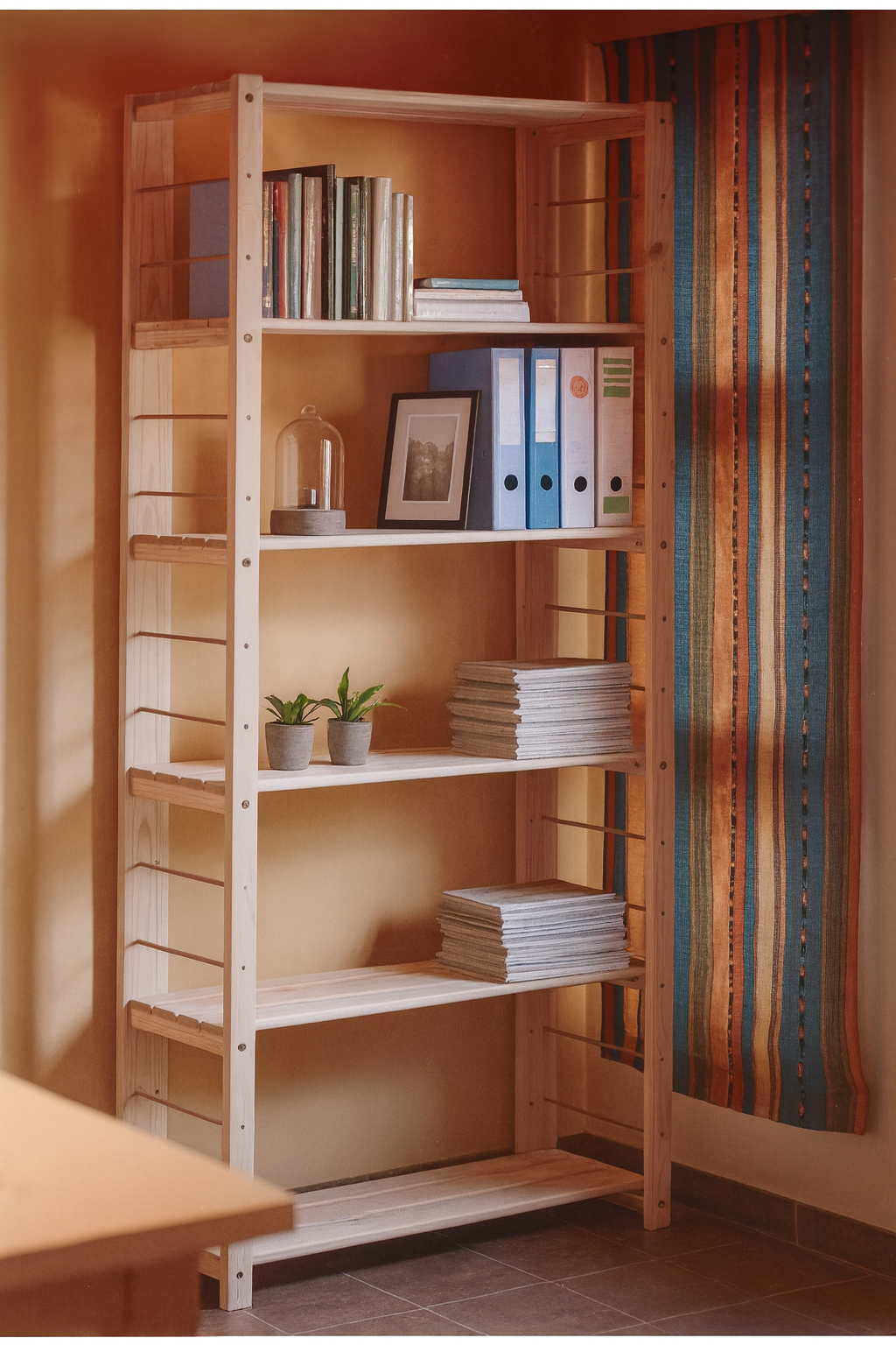 1 Bay 6 Level Pine Wooden Modular DIY Book Filing Shelf