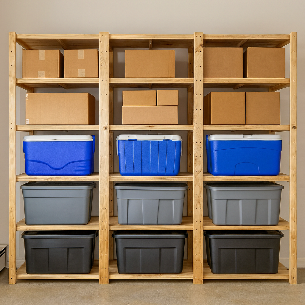3 Bay DIY Wooden Shelving with 5 levels of Shelves