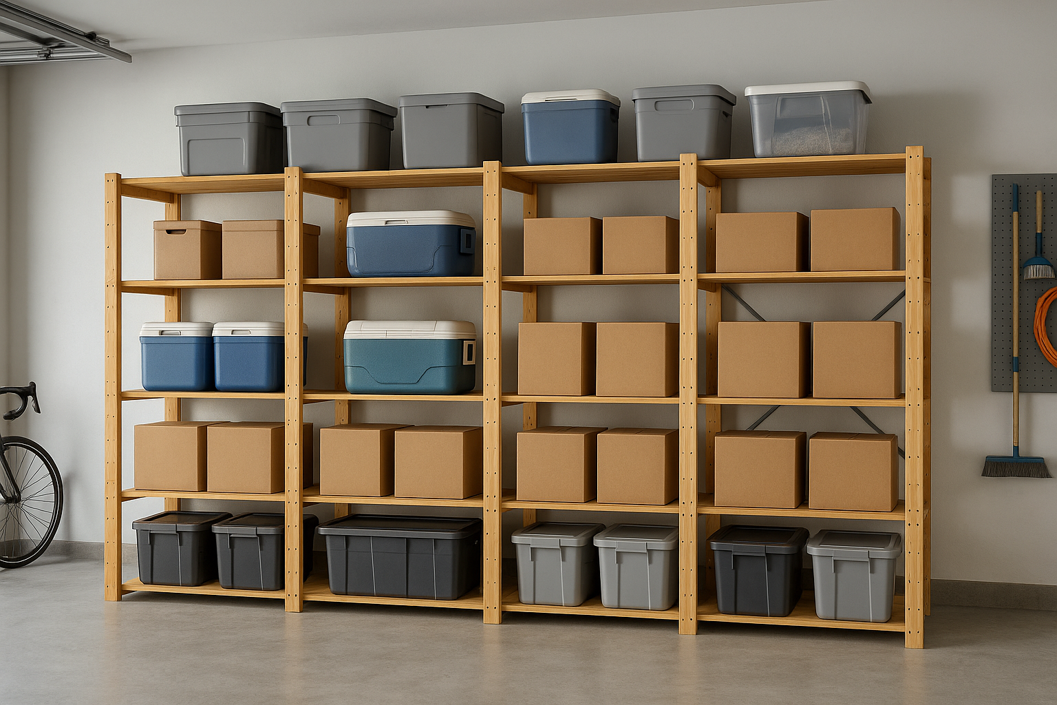 4 Bay DIY Wooden Shelving with 5 levels of Shelves