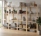 4 Bay DIY Wooden Shelving with 4 levels of Shelves (2.1m High)