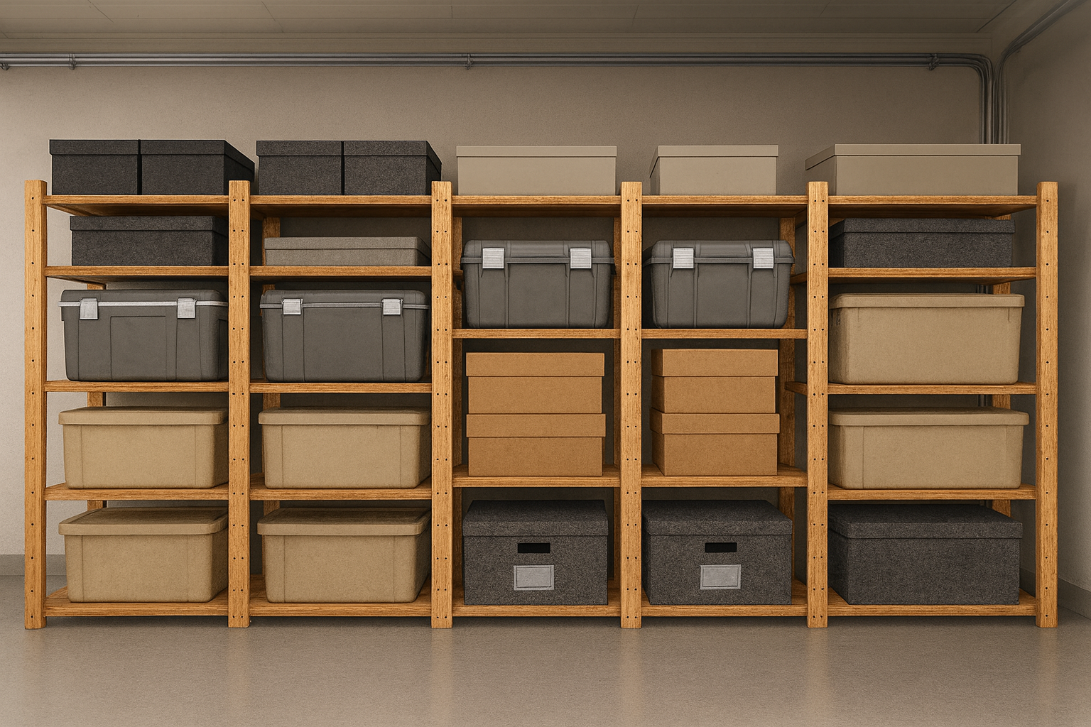 5 Bay DIY Wooden Shelving with 5 levels of Shelves