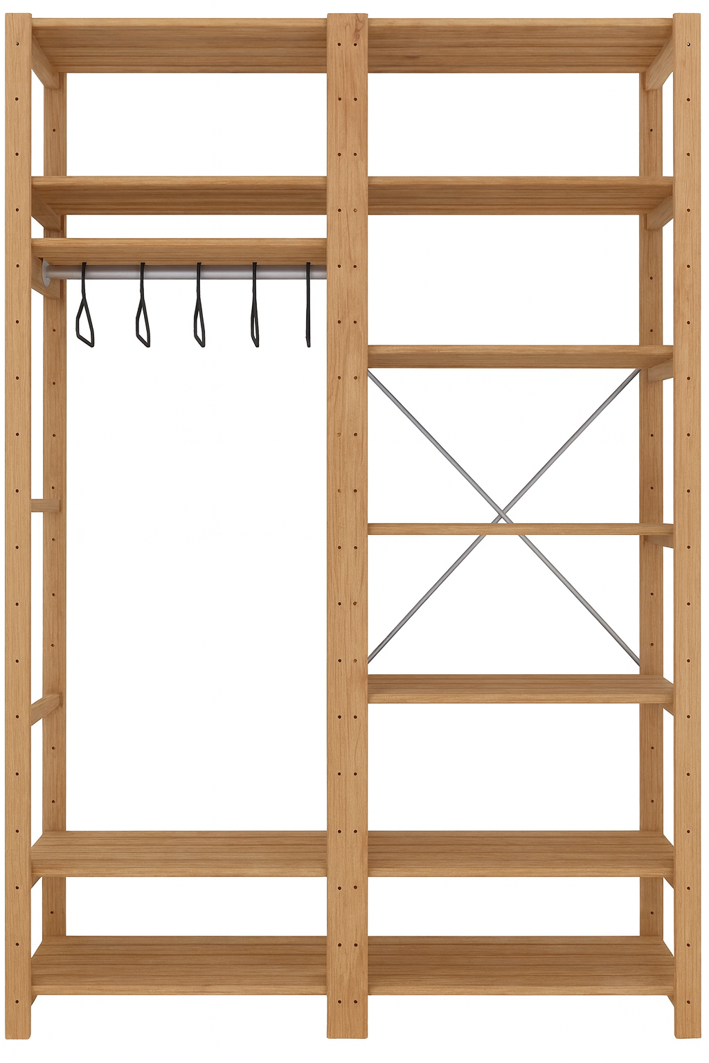 2 Bay DIY Wooden Wardrobe Shelving with 12 Shelves (2.1m High)