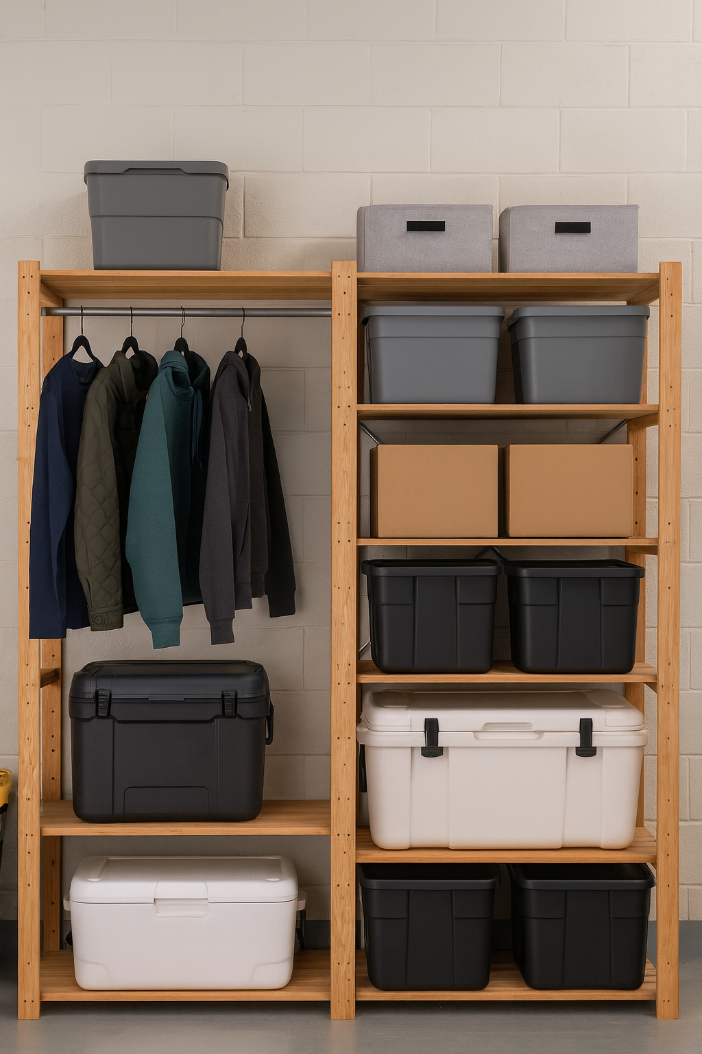 2 Bay DIY Wooden Wardrobe Shelving with 12 Shelves (2.1m High)