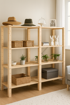 2 Bay DIY Wooden Shelving with 4 levels of Shelves (2.1m High)