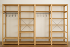 4 Bay 20 Level Pine Wooden Modular DIY Wardrobe Hanging Rail Shelf